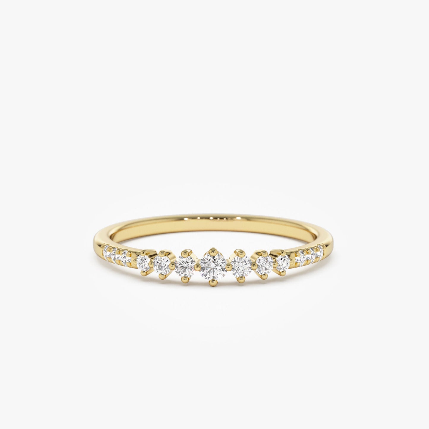 14k Dainty Graduating Diamond Wedding Ring - Geum Jewels