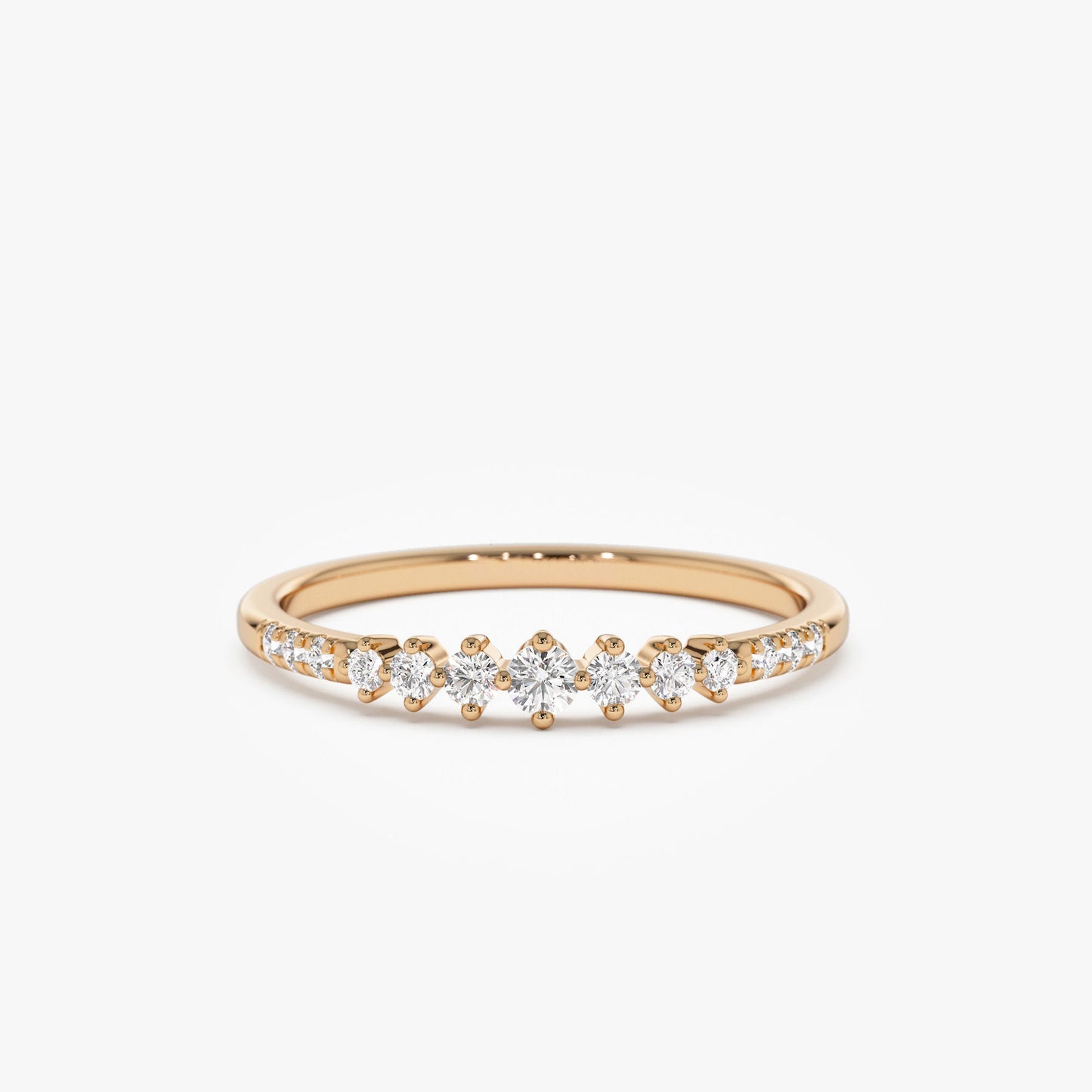 14k Dainty Graduating Diamond Wedding Ring - Geum Jewels
