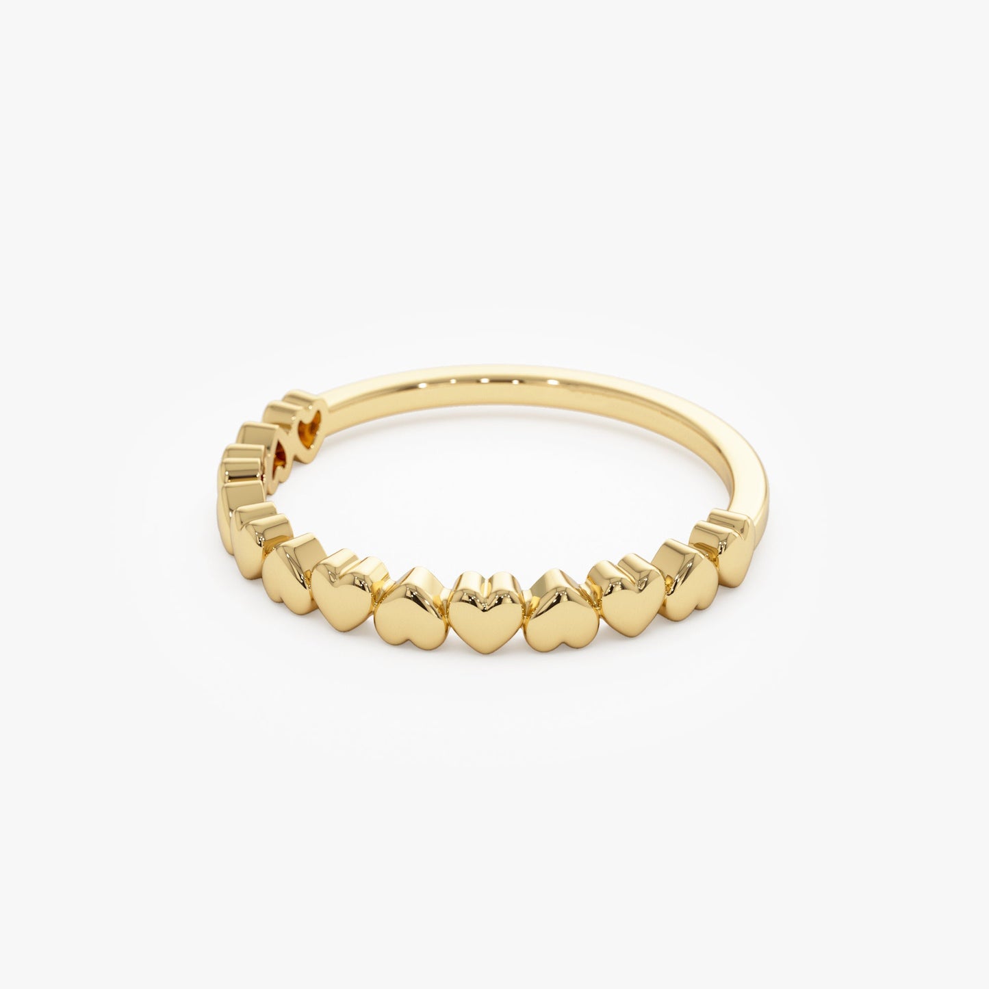 14k Dainty Heart Stacking Gold Ring - Geum Jewels