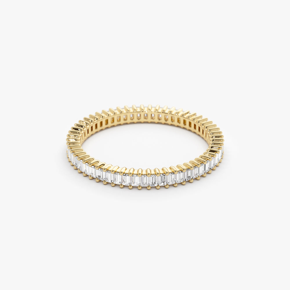 14k Dainty Stackable Full Eternity Baguette Diamond Ring