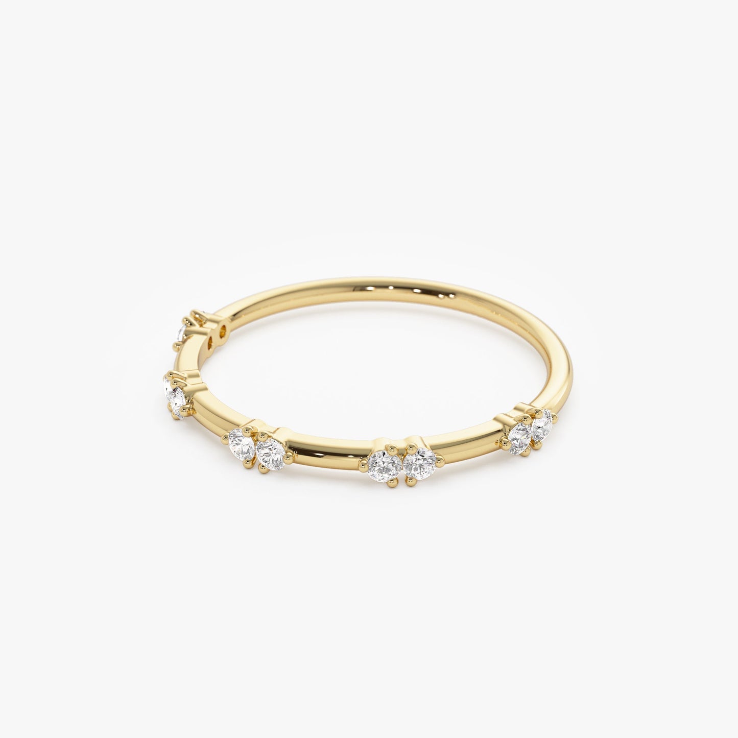 14k Dainty Stacking Diamond Wedding Band - Geum Jewels