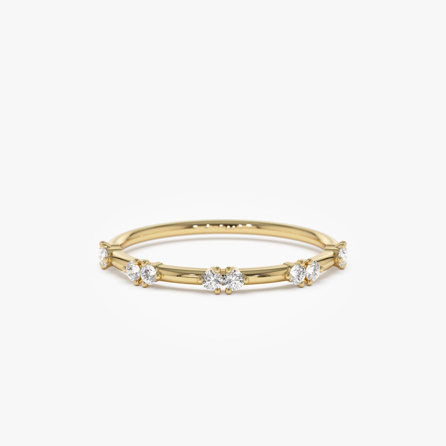 14k Dainty Stacking Diamond Wedding Band - Geum Jewels