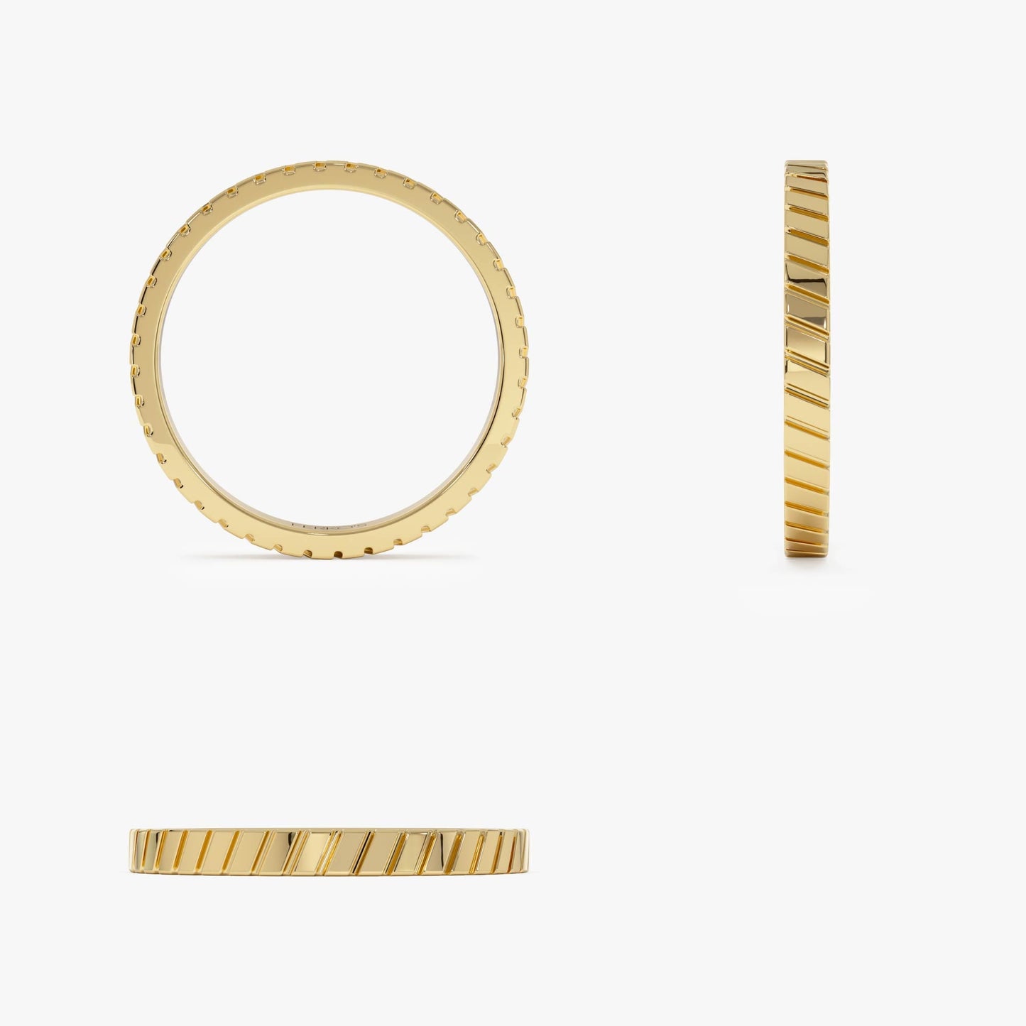 14k Diagonal Fluted Band Ring