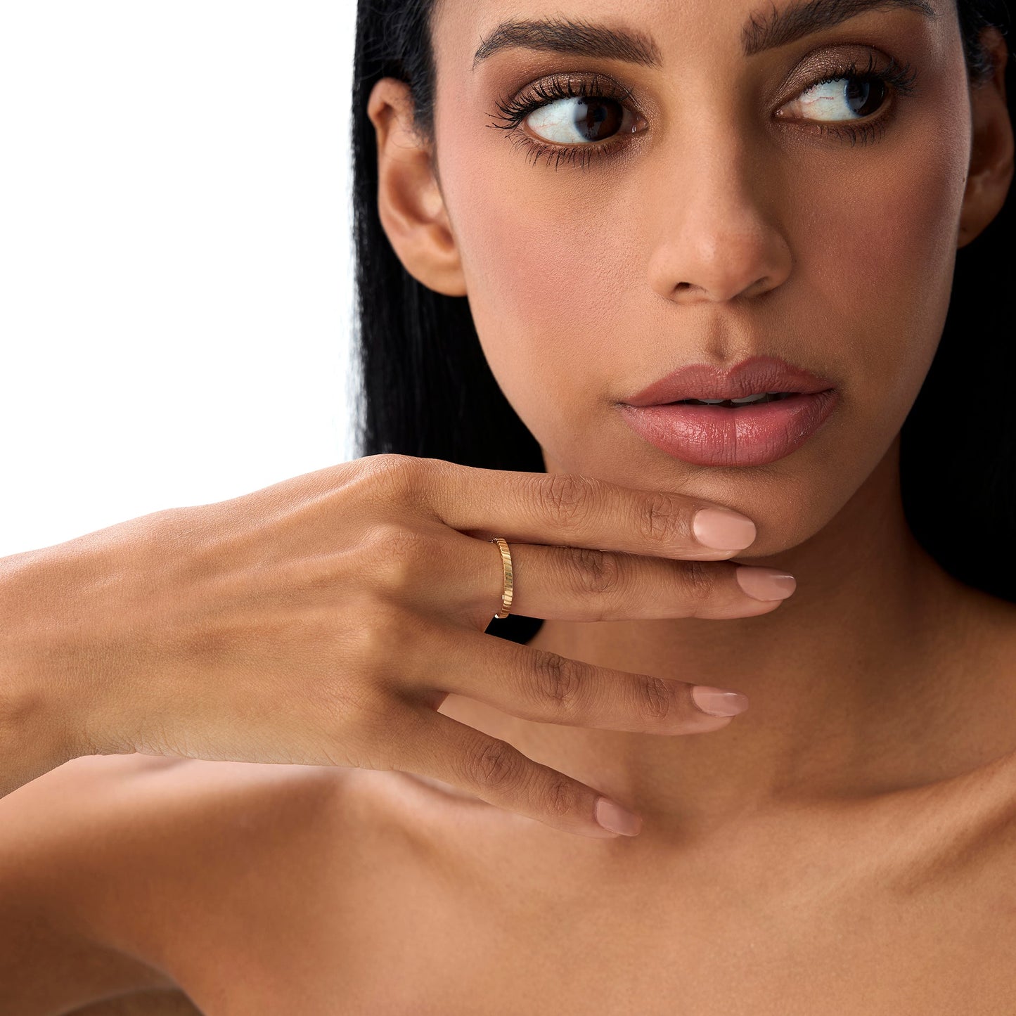 14k Diagonal Fluted Band Ring