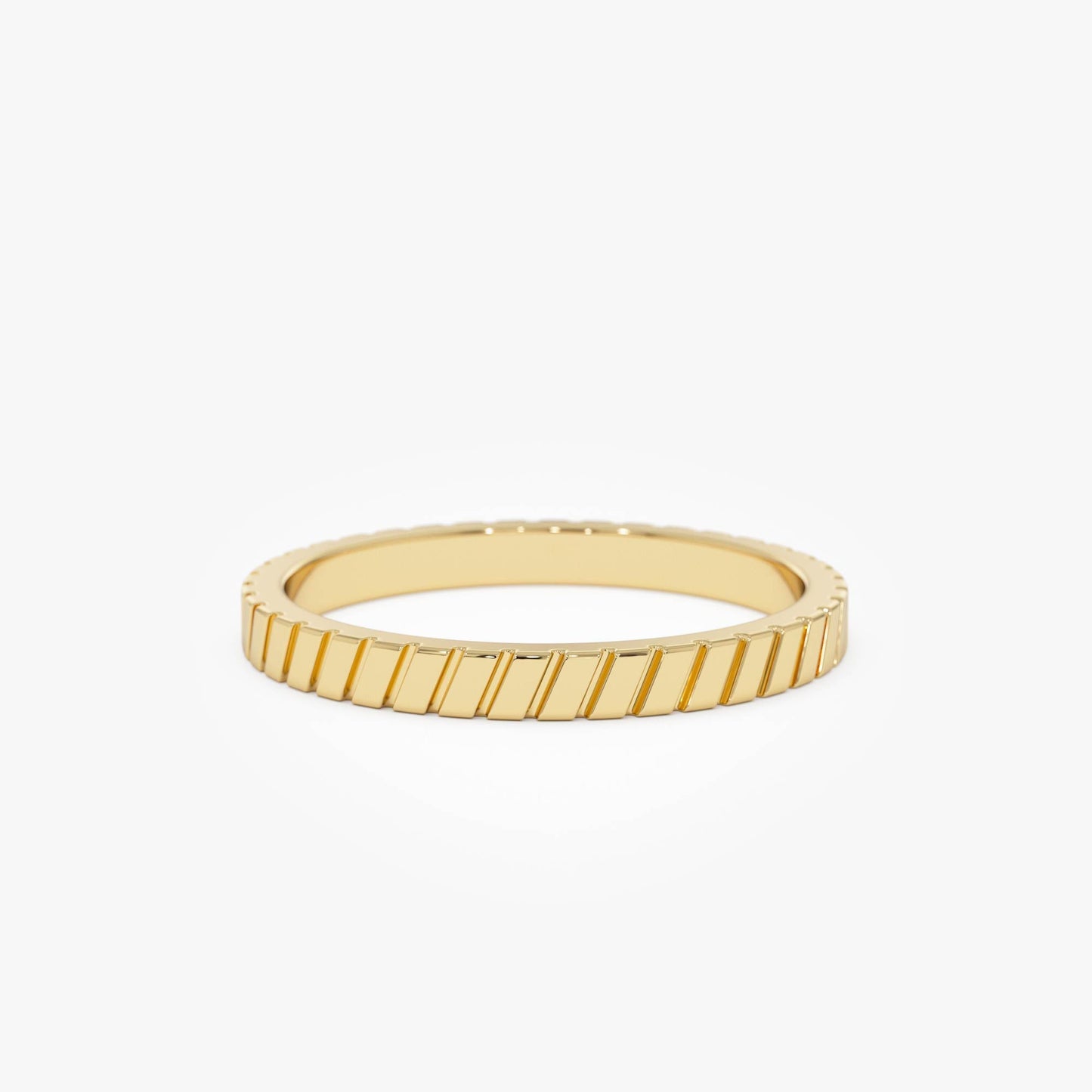 14k Diagonal Fluted Band Ring - Geum Jewels