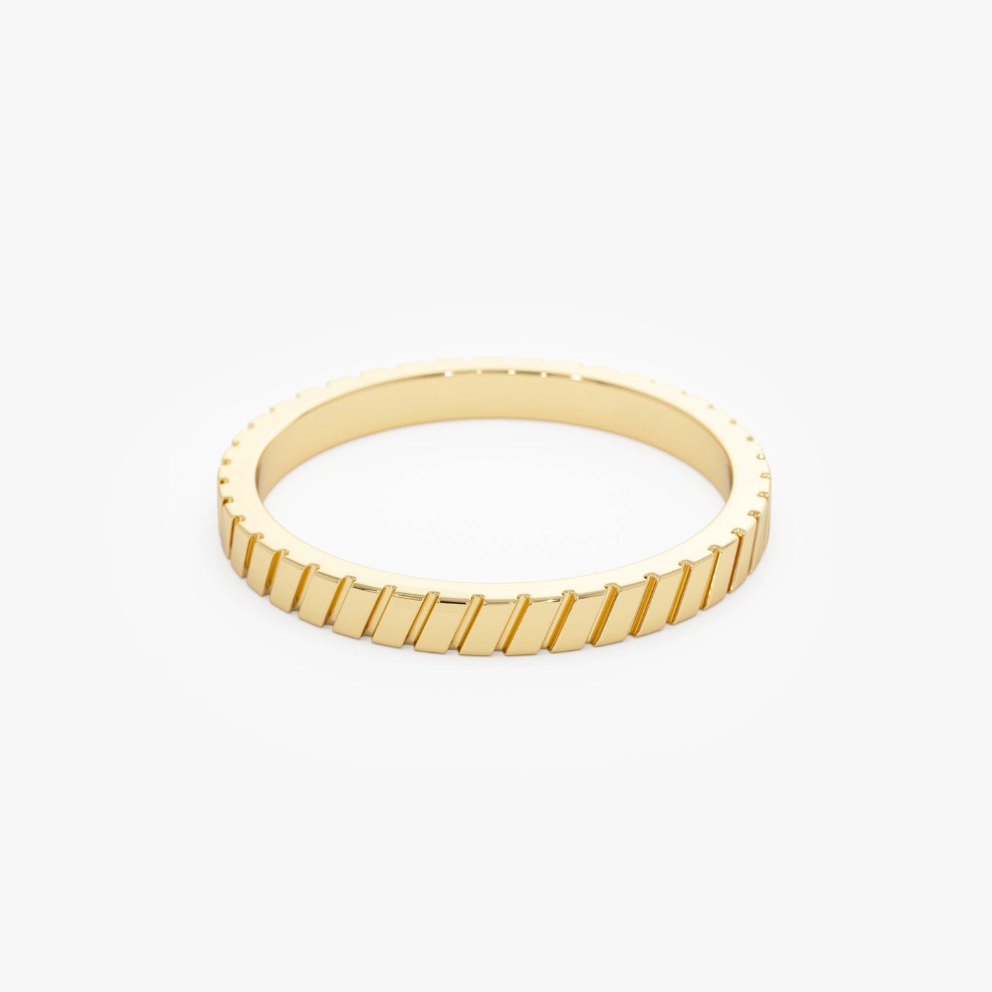 14k Diagonal Fluted Band Ring - Geum Jewels