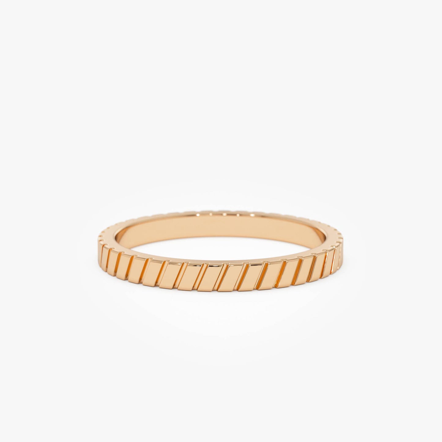 14k Diagonal Fluted Band Ring - Geum Jewels