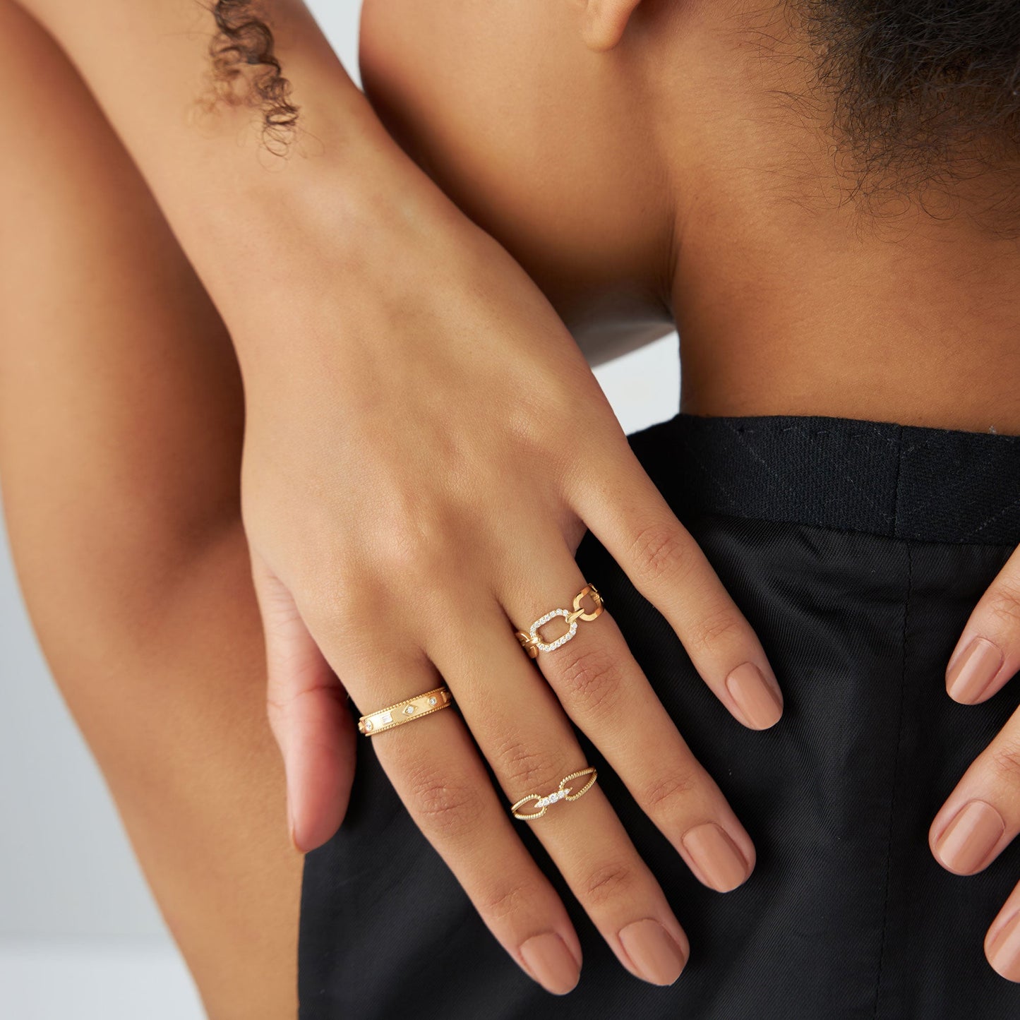 14k Diamond Buckle Chain Ring