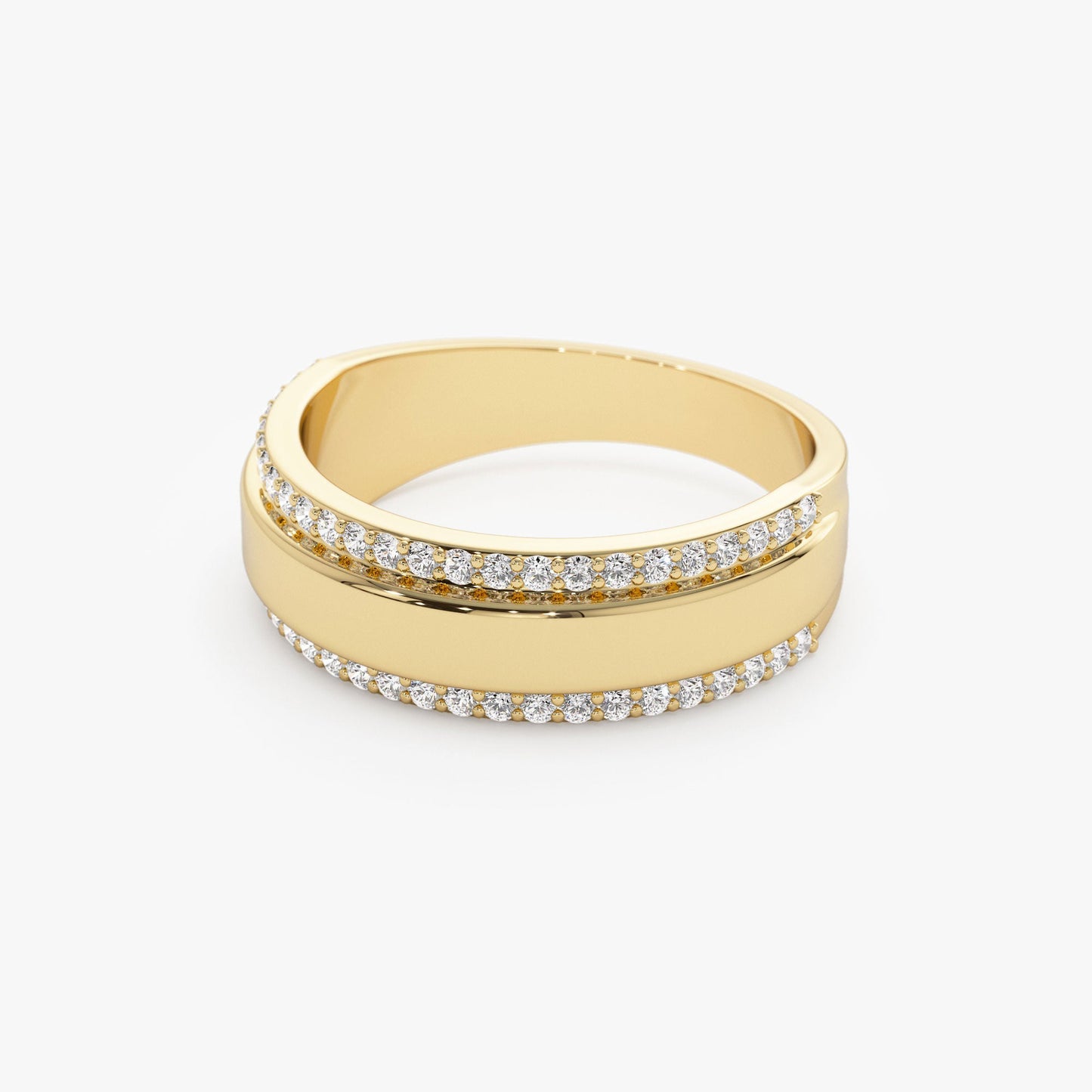14k Diamond Diamond Edge Wedding Band - Geum Jewels