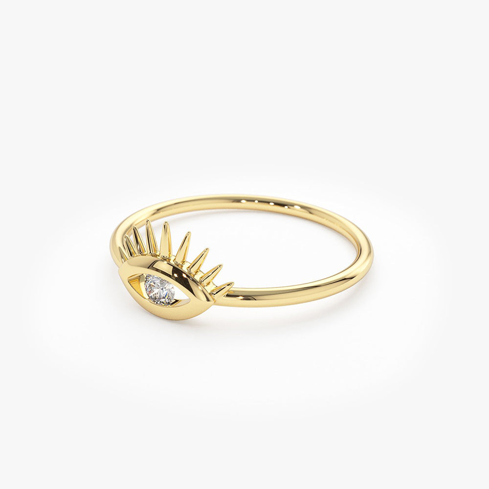 14k Diamond Evil Eye Ring