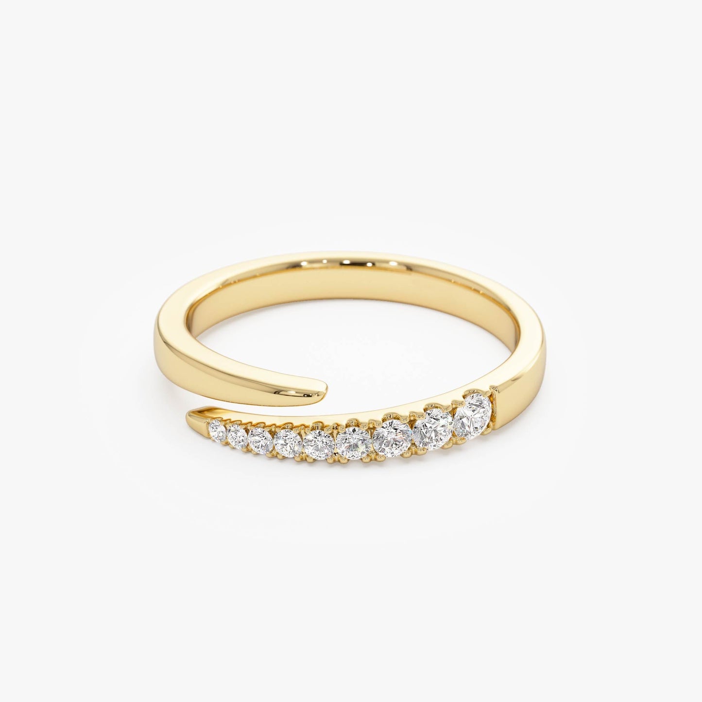 14K Diamond Wrap Crossover Ring - Geum Jewels