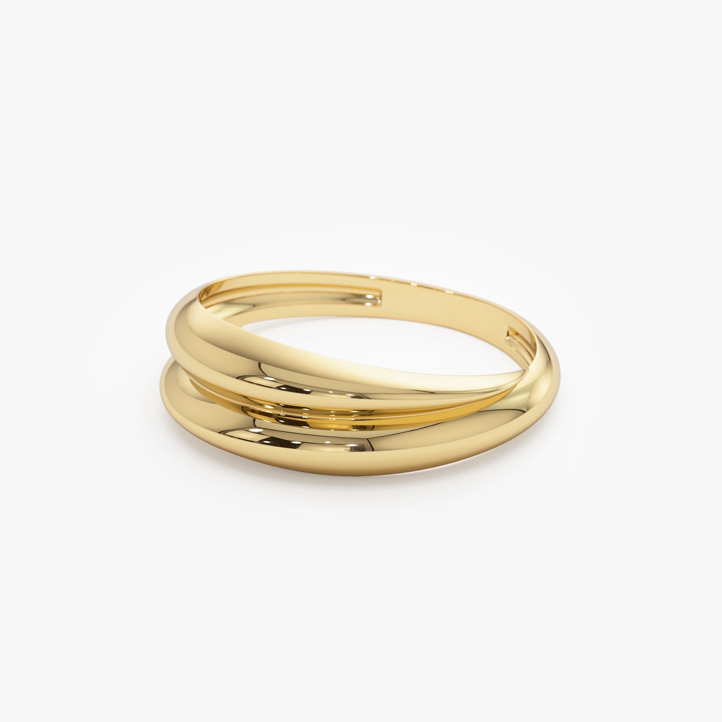 14k Dome Dual Band Stackable Statement Ring - Geum Jewels