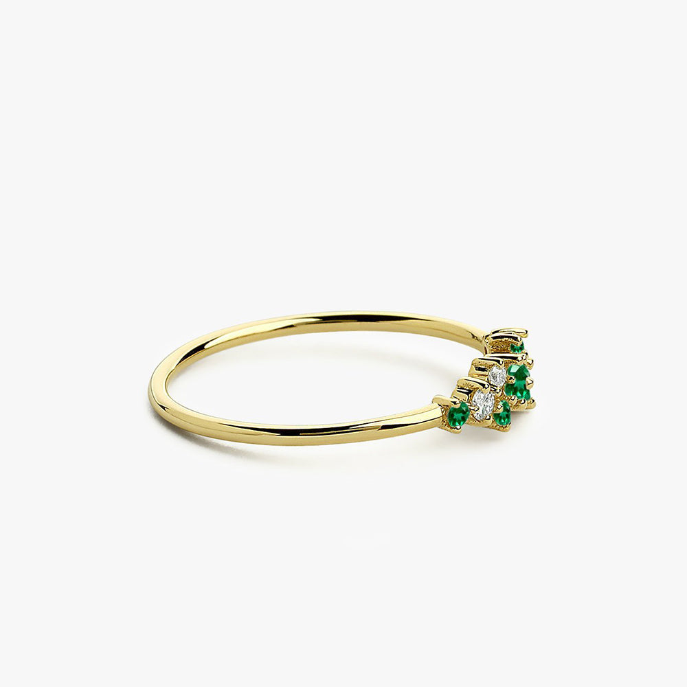 14k Emerald and Diamond Cluster Ring