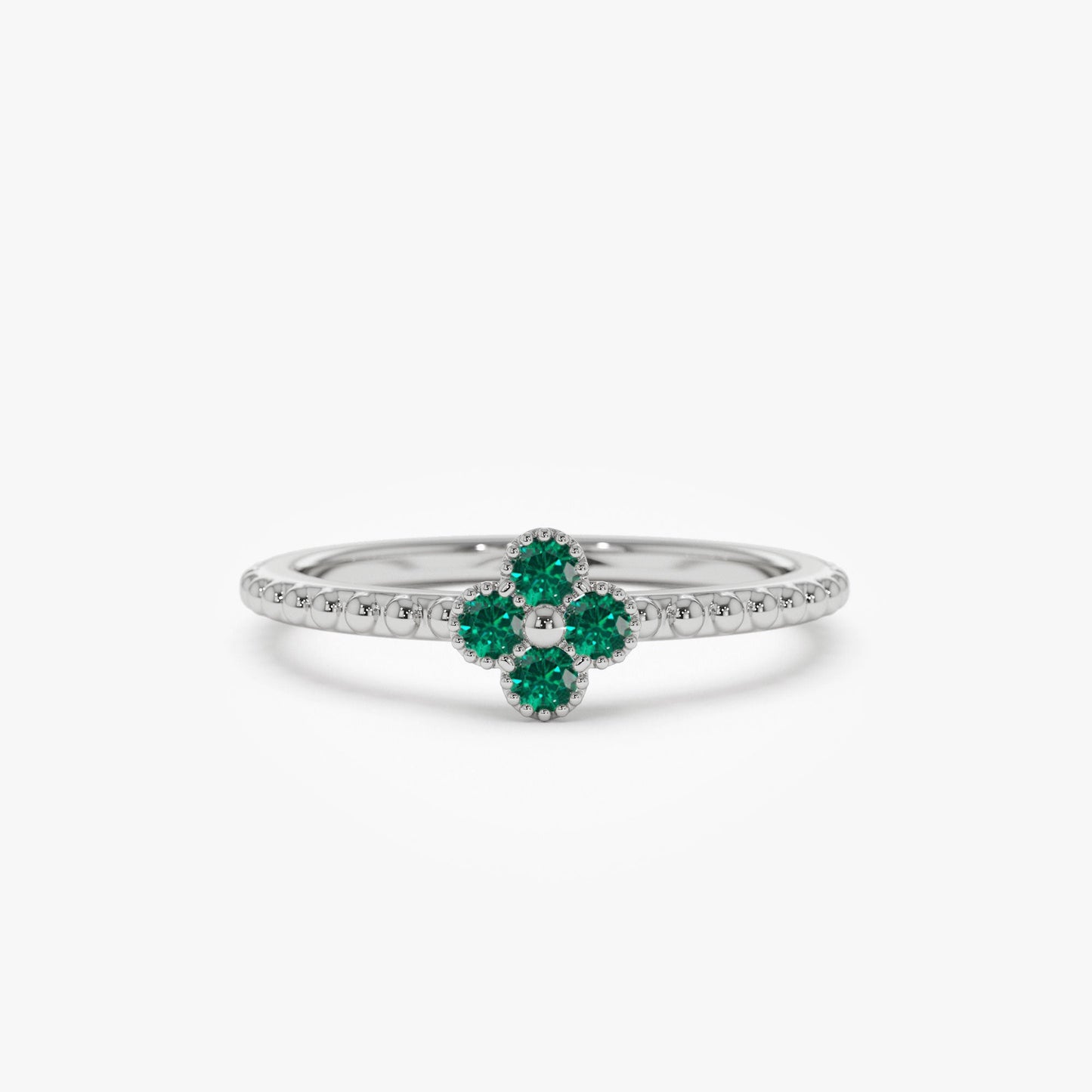 14k Emerald Clover Ring - Geum Jewels