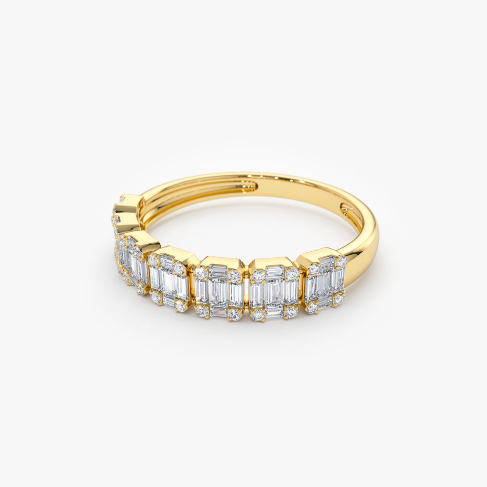 14K Emerald Illusion Diamond Wedding Band