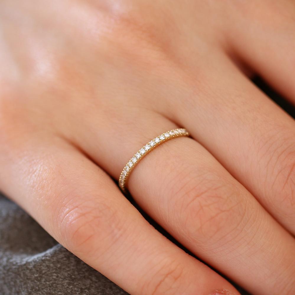 14K Gold 1.5MM Full Eternity Diamond Ring