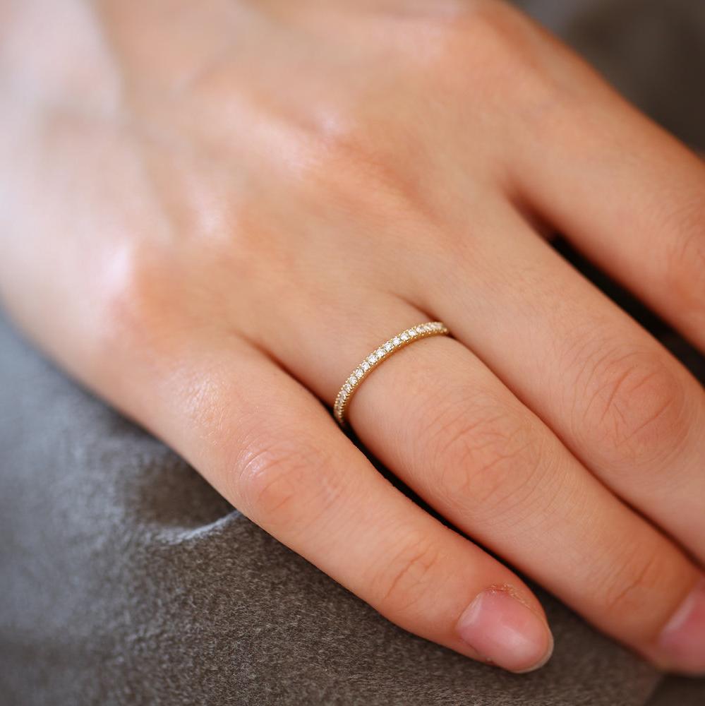 14K Gold 1.5MM Full Eternity Diamond Ring