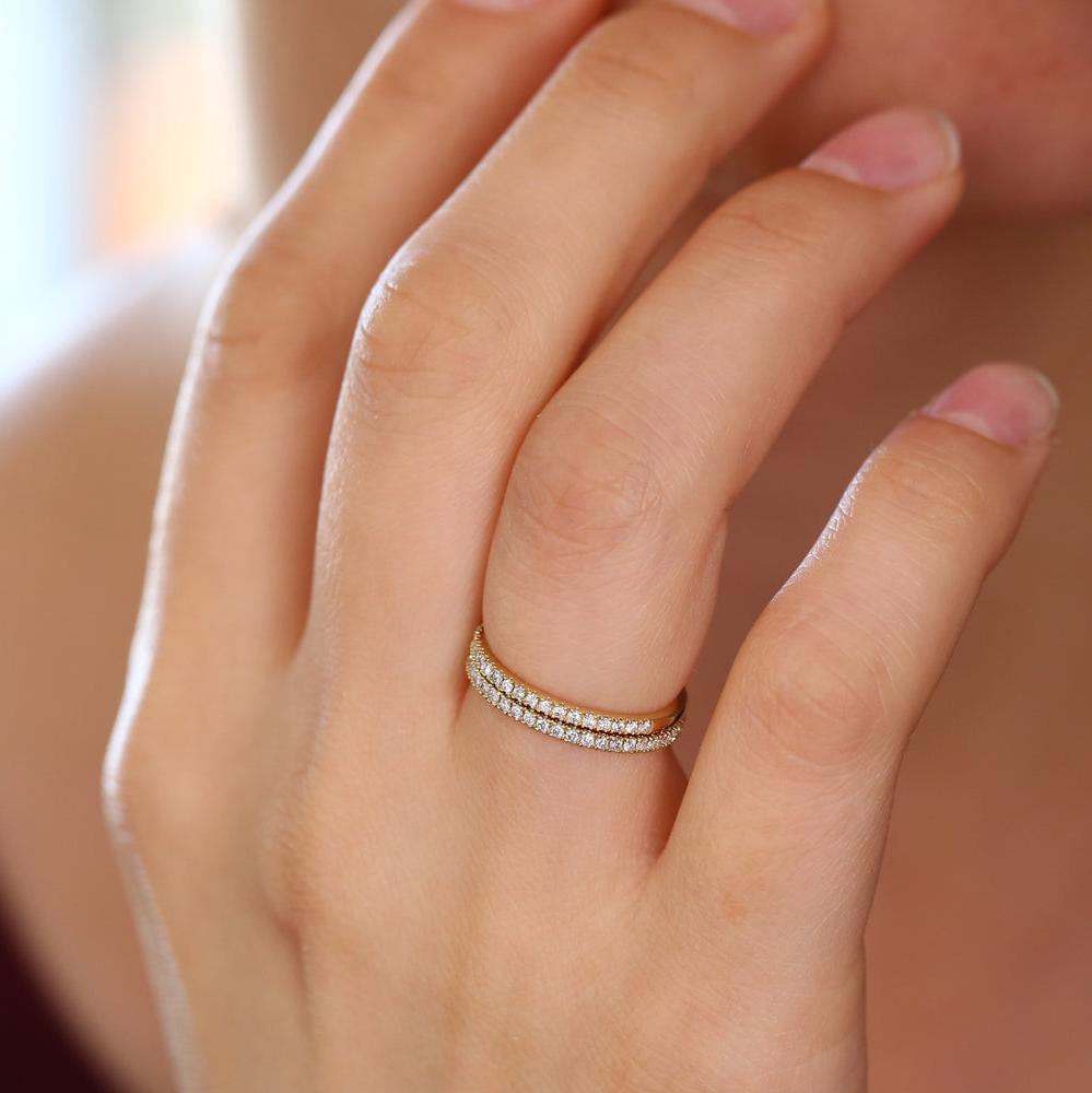 14K Gold 1.5MM Full Eternity Diamond Ring
