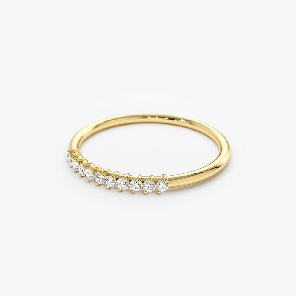 14K Gold 11 Stone Petite Diamond Wedding Band
