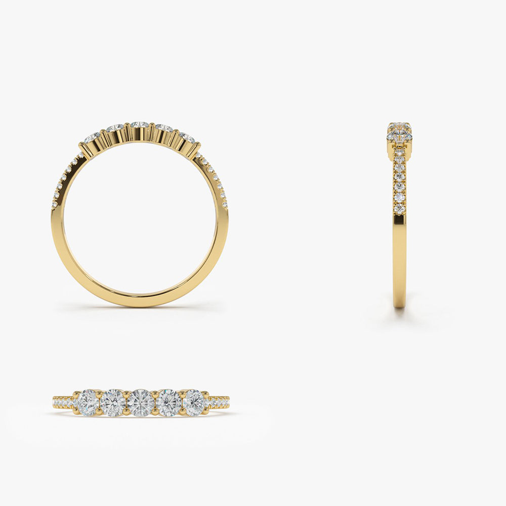 14K Gold 5 Stone Diamond Anniversary Ring