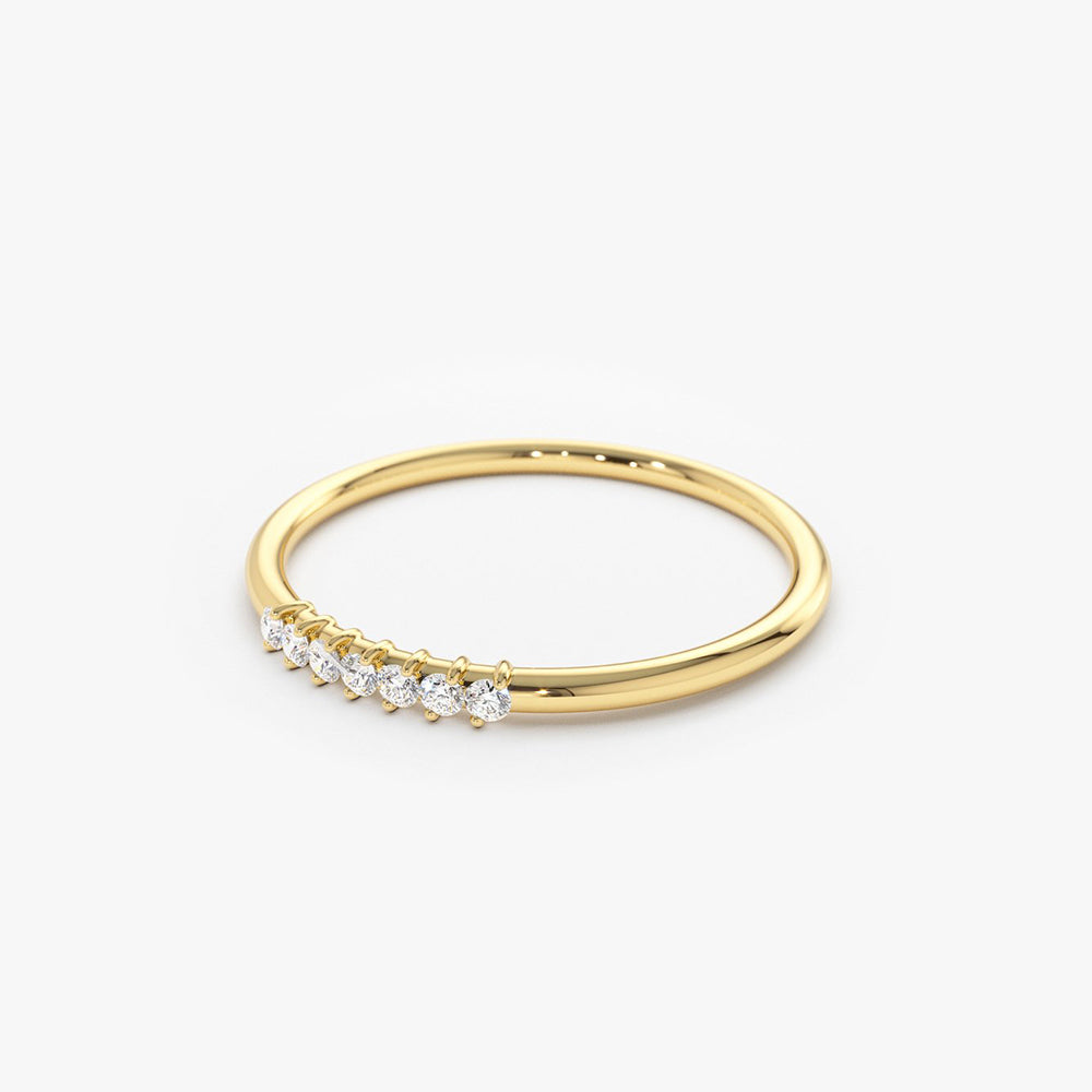 14k Gold 7 Stone Petite Diamond Wedding Band