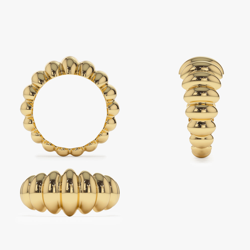 14k Gold Bold Dome Croissant Ring