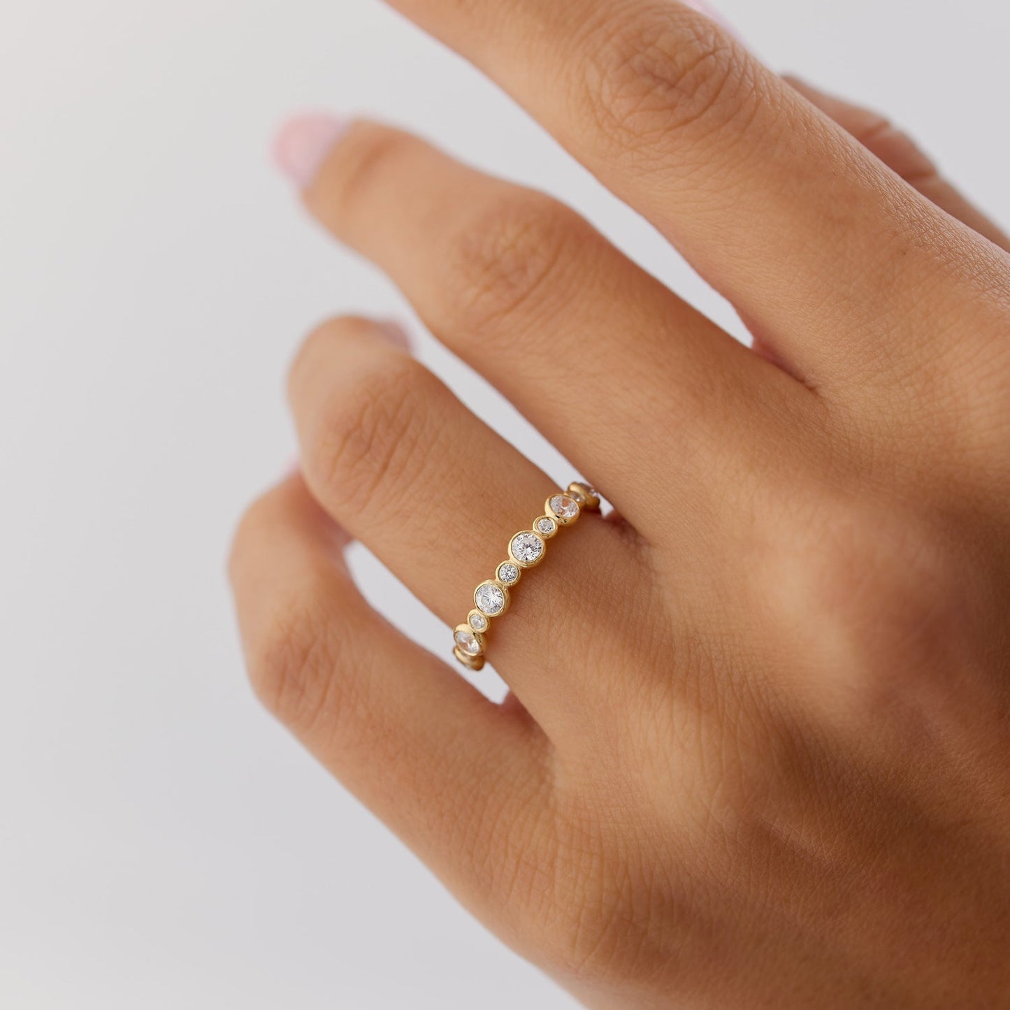 14k Gold Bubble Diamond 3/4 Eternity Wedding Ring