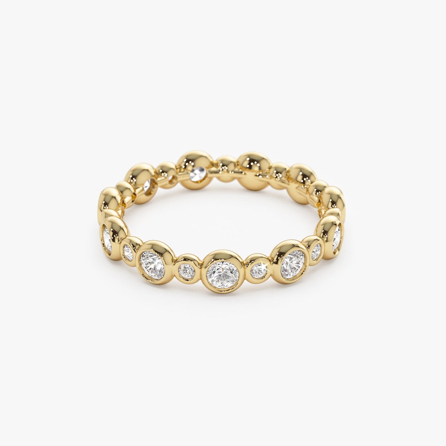 14k Gold Bubble Diamond 3/4 Eternity Wedding Ring