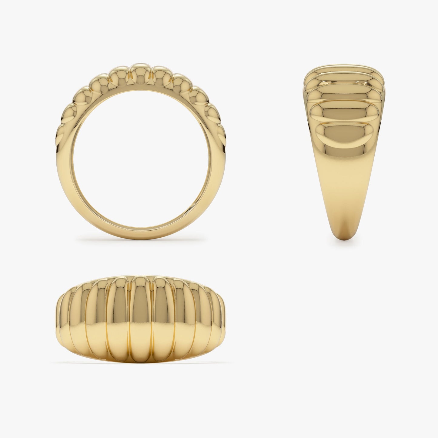 14k Gold Chunky Ribbed Statement Ring