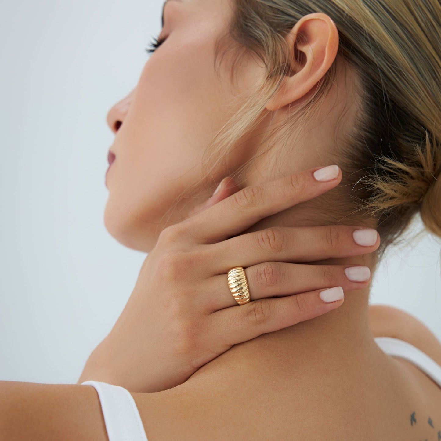 14k Gold Chunky Ribbed Statement Ring