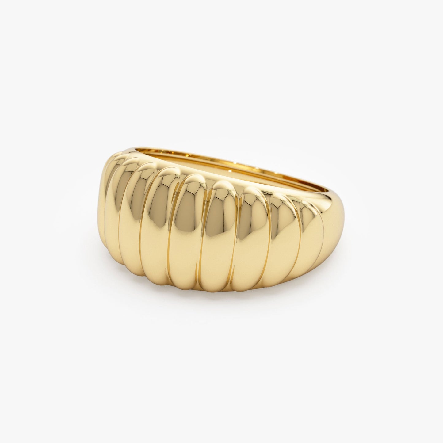 14k Gold Chunky Ribbed Statement Ring