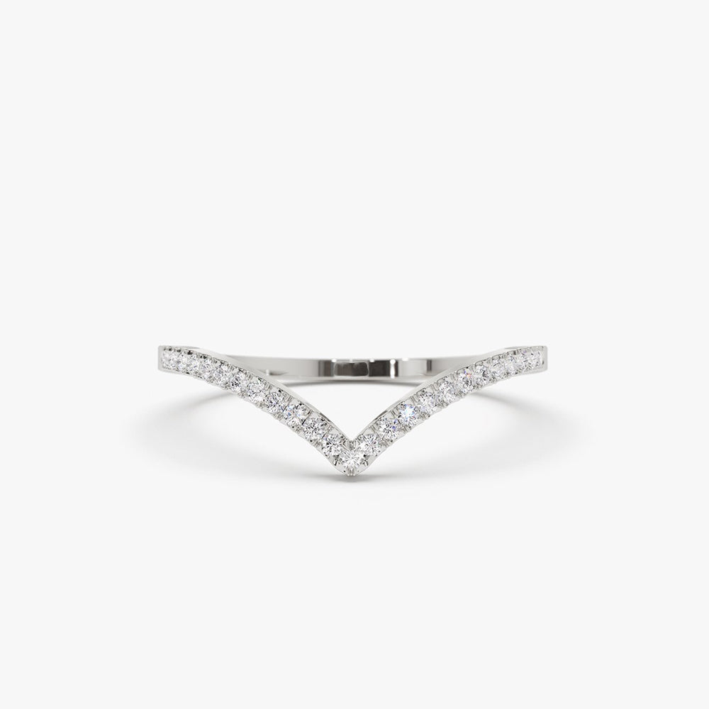 14K Gold Diamond Chevron Ring - Geum Jewels