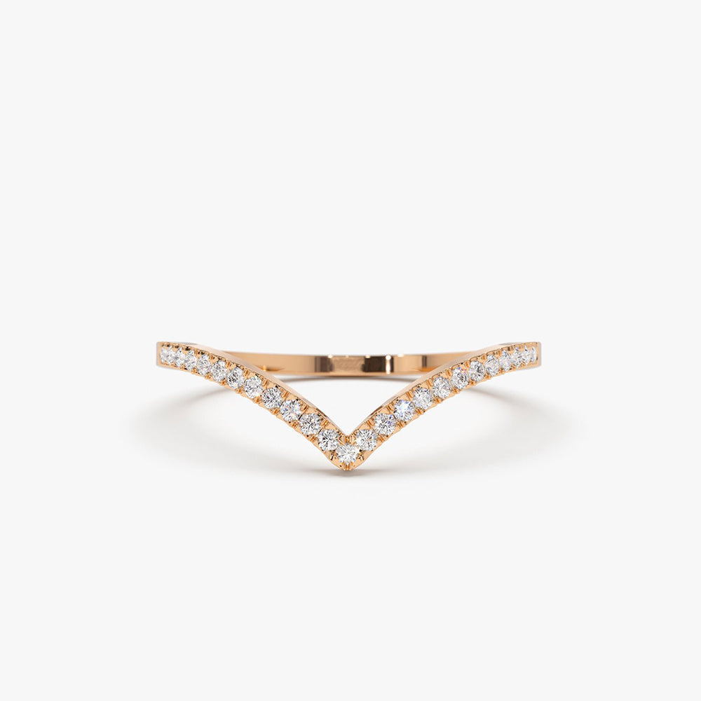 14K Gold Diamond Chevron Ring - Geum Jewels