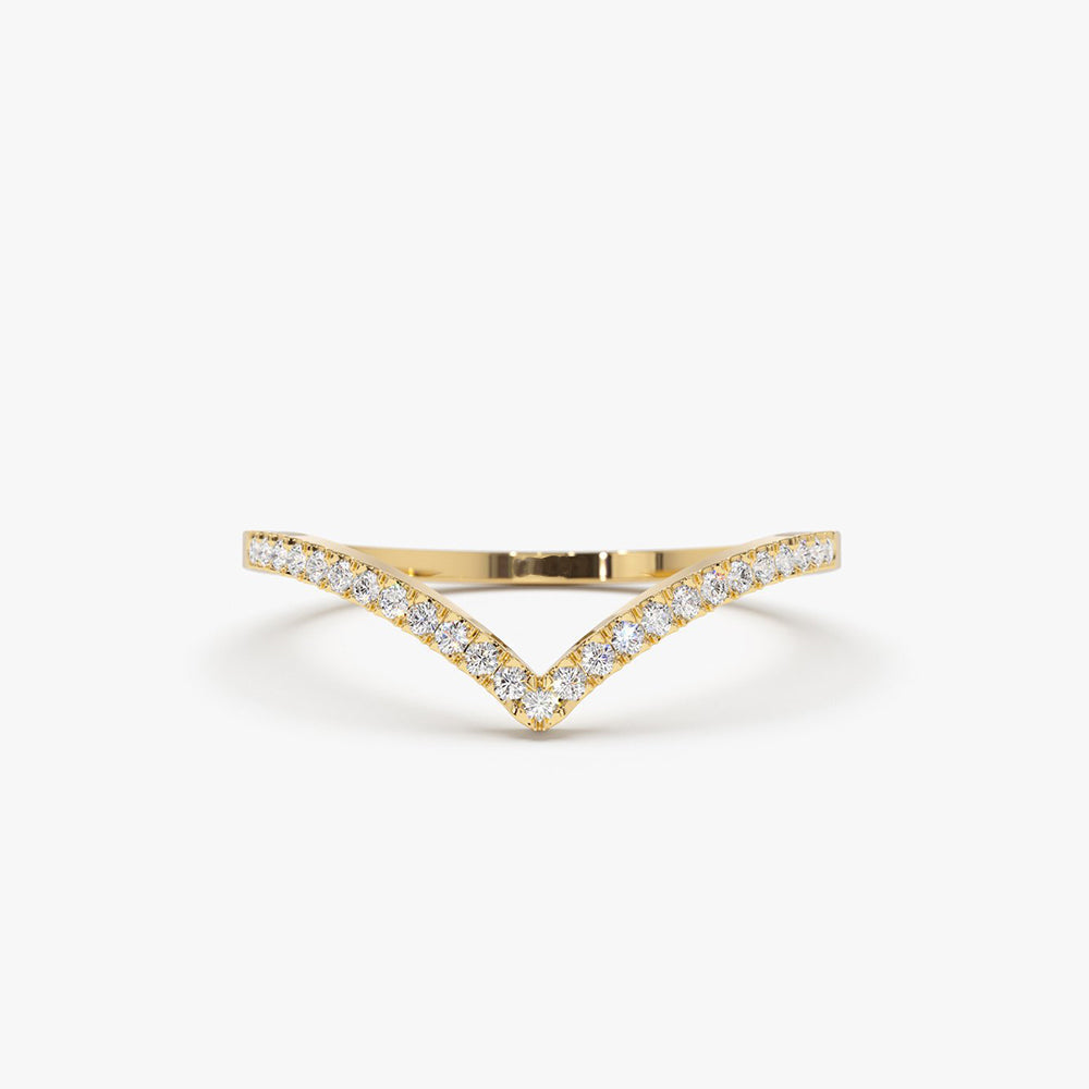 14K Gold Diamond Chevron Ring - Geum Jewels