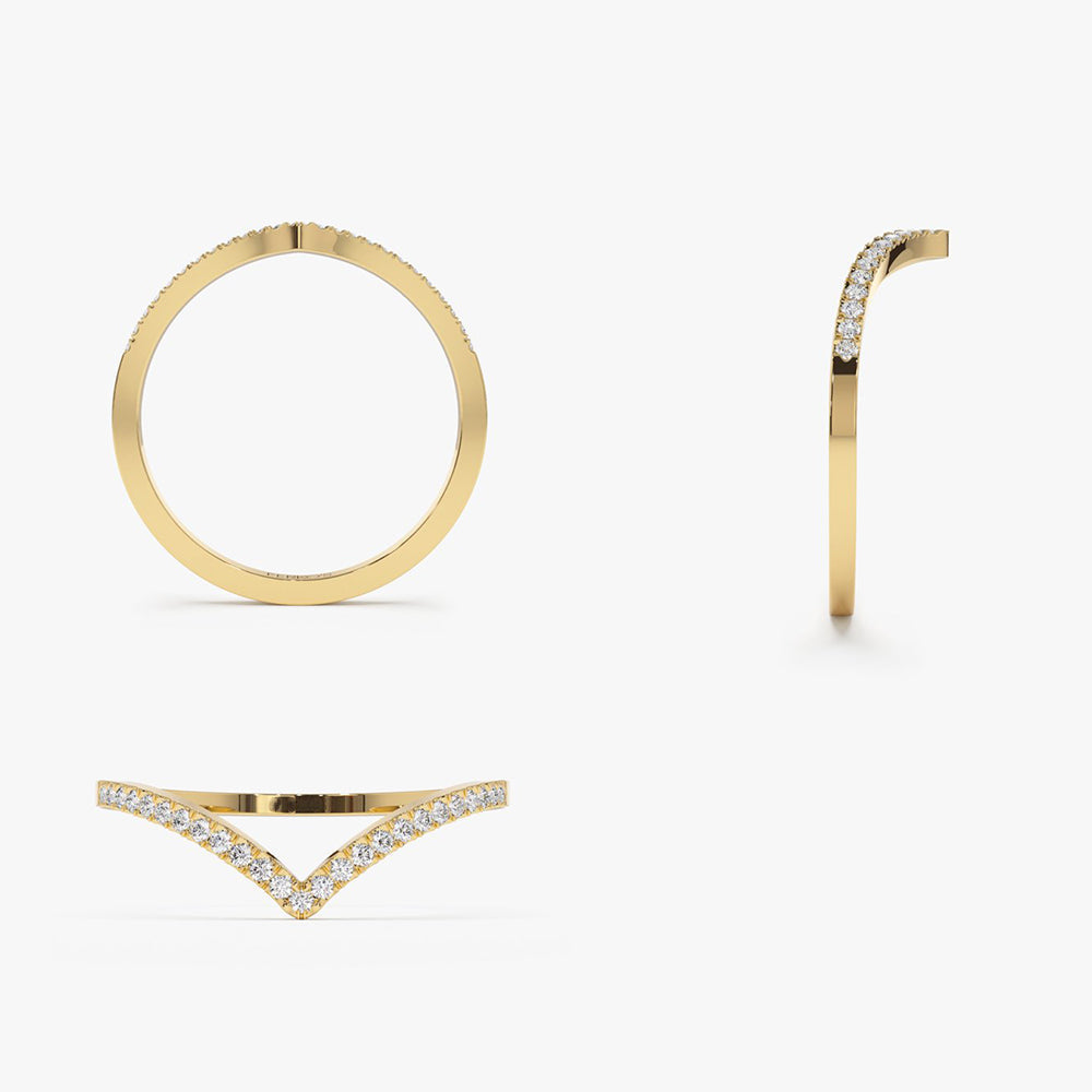 14K Gold Diamond Chevron Ring - Geum Jewels