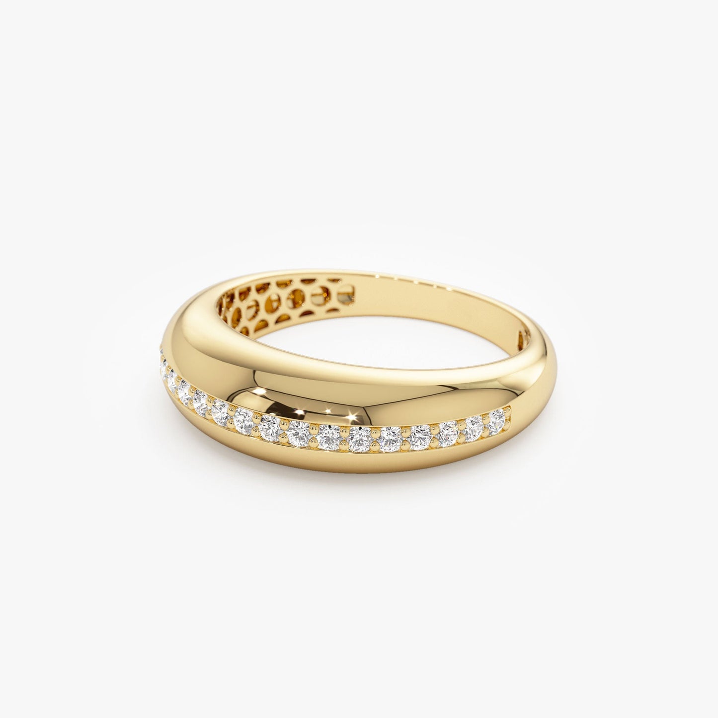 14k Gold Diamond Dome Balloon Ring - Geum Jewels