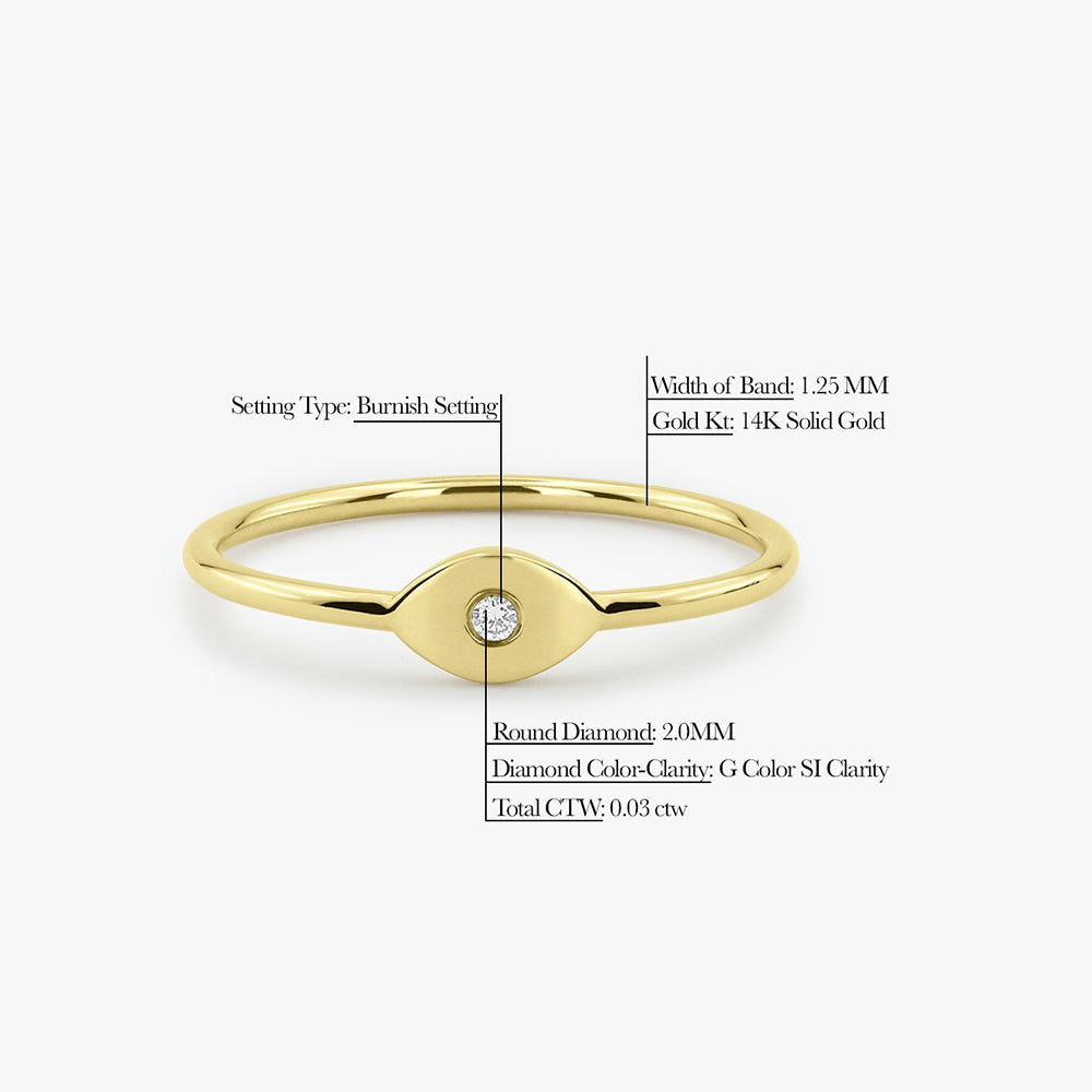 14K Gold Evil Eye Diamond Ring