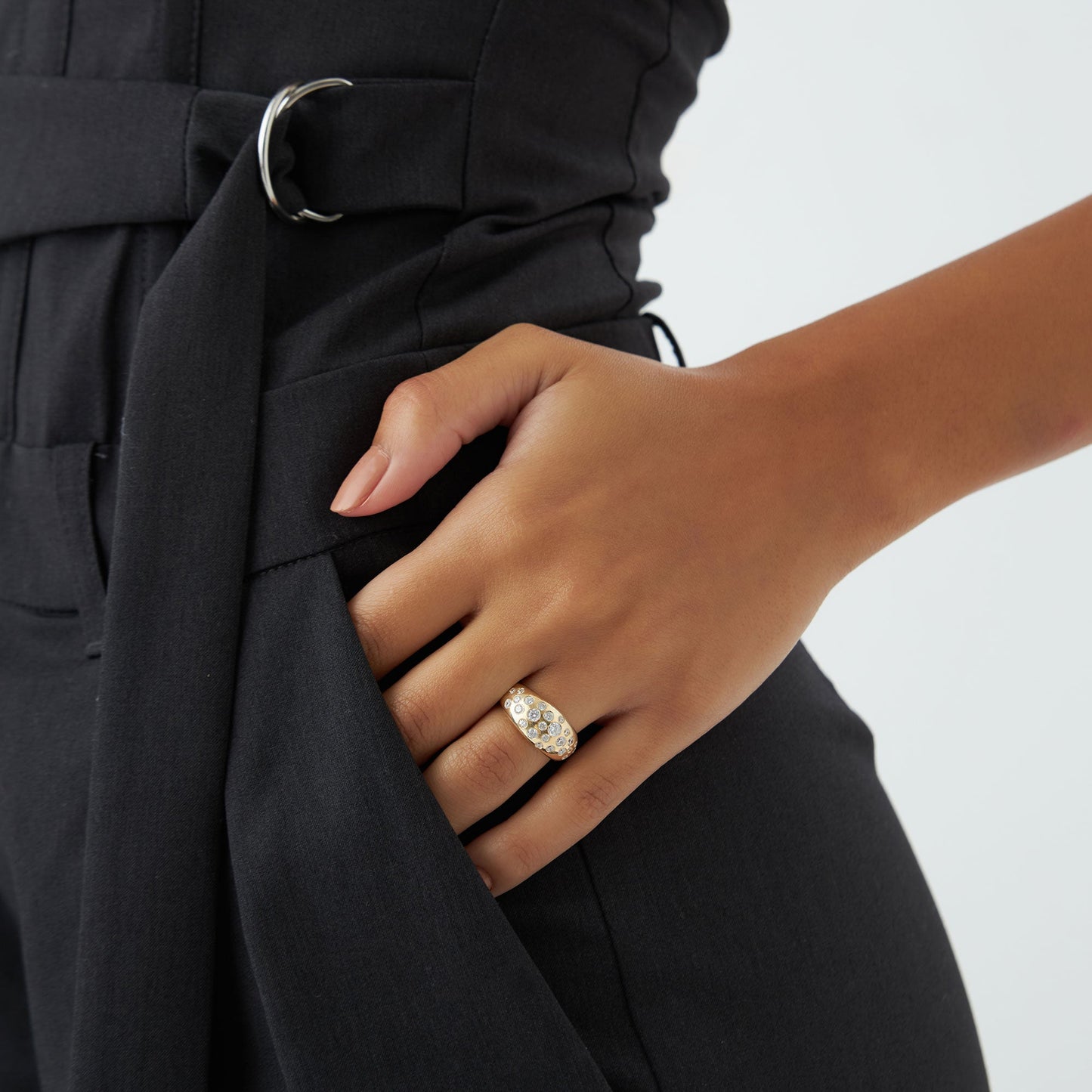 14k Gold Flush Setting Cluster Dome Ring
