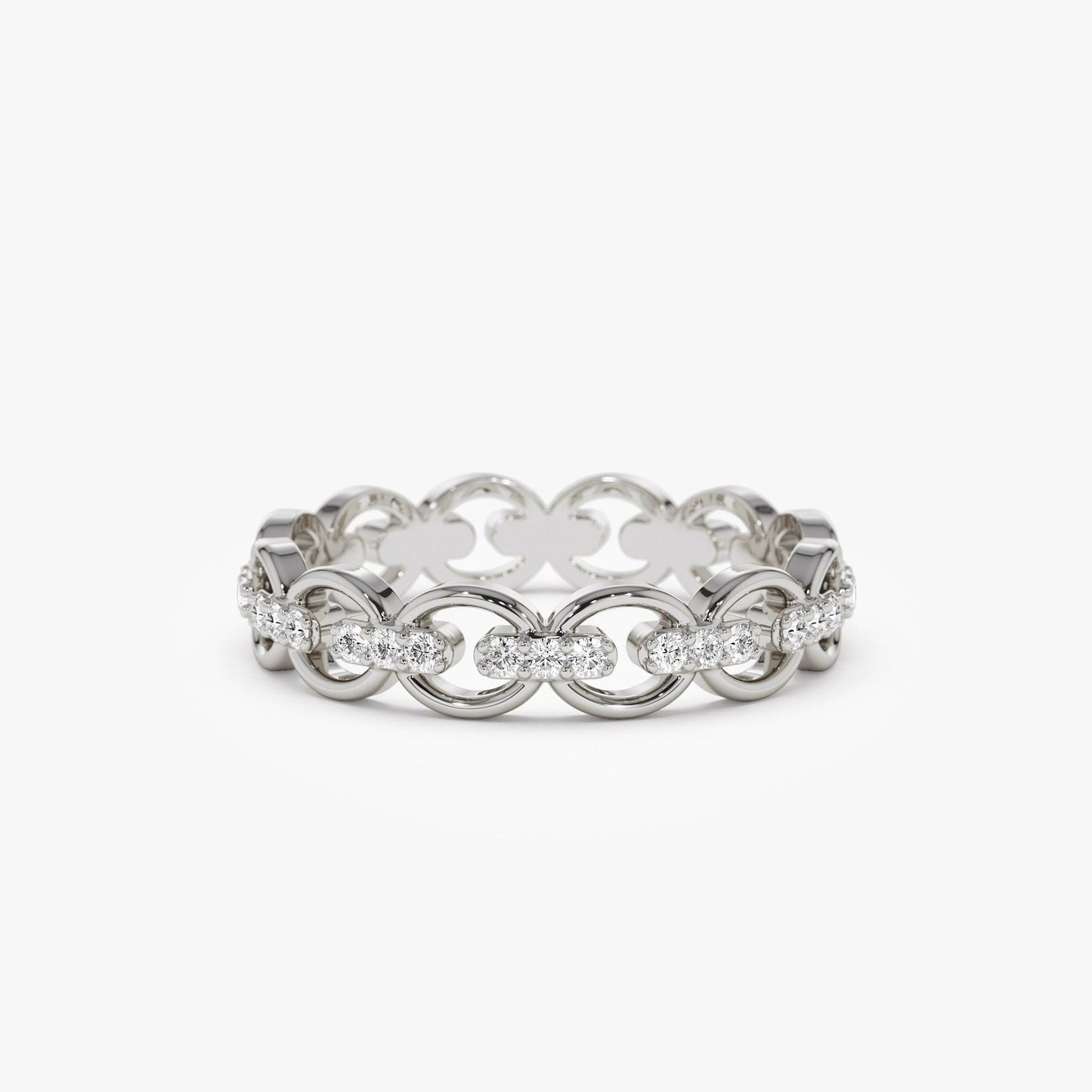 14k Gold Full Eternity Diamond Link Ring - Geum Jewels