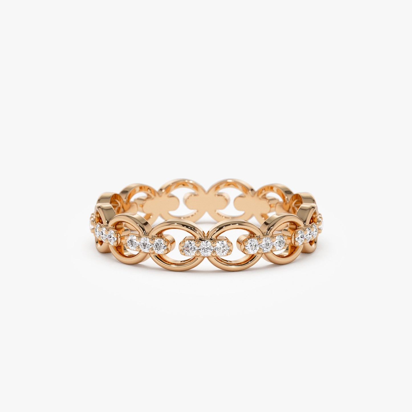 14k Gold Full Eternity Diamond Link Ring - Geum Jewels