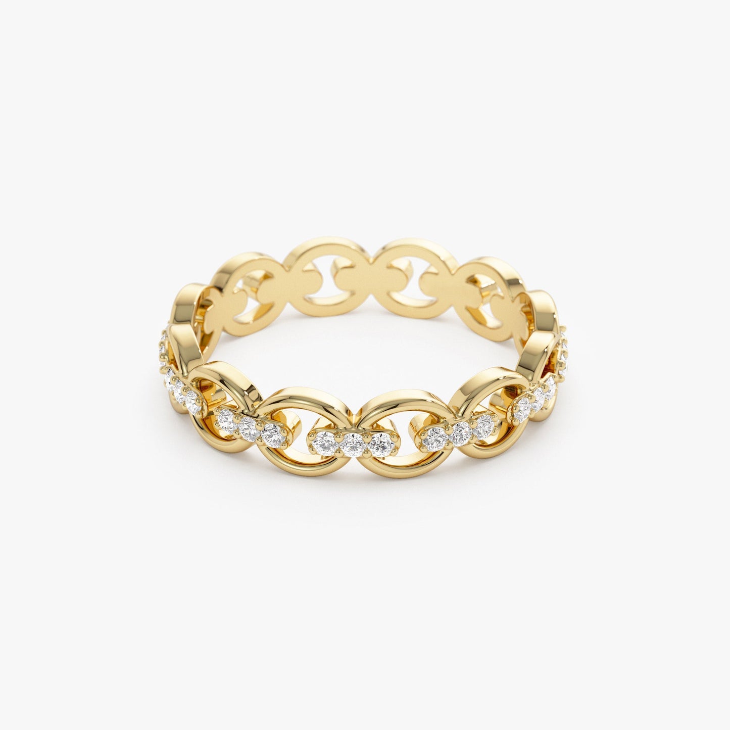 14k Gold Full Eternity Diamond Link Ring - Geum Jewels