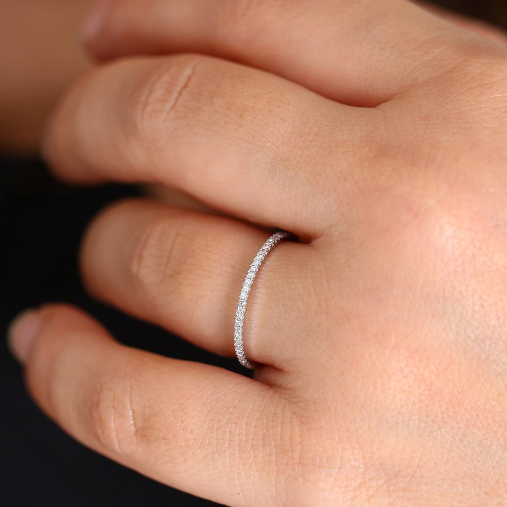 14K Gold Half Eternity Micro Pave Diamond Ring