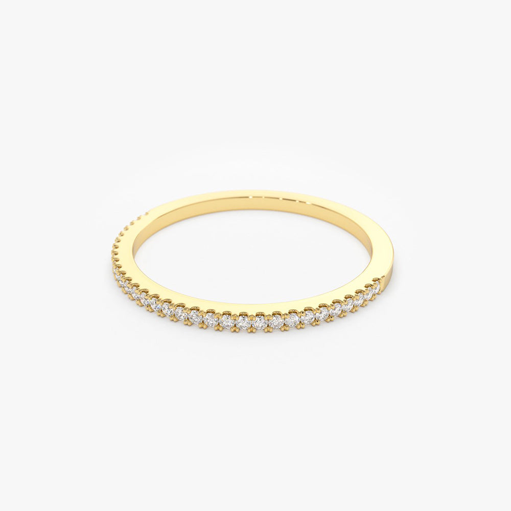 14K Gold Half Eternity Micro Pave Diamond Ring