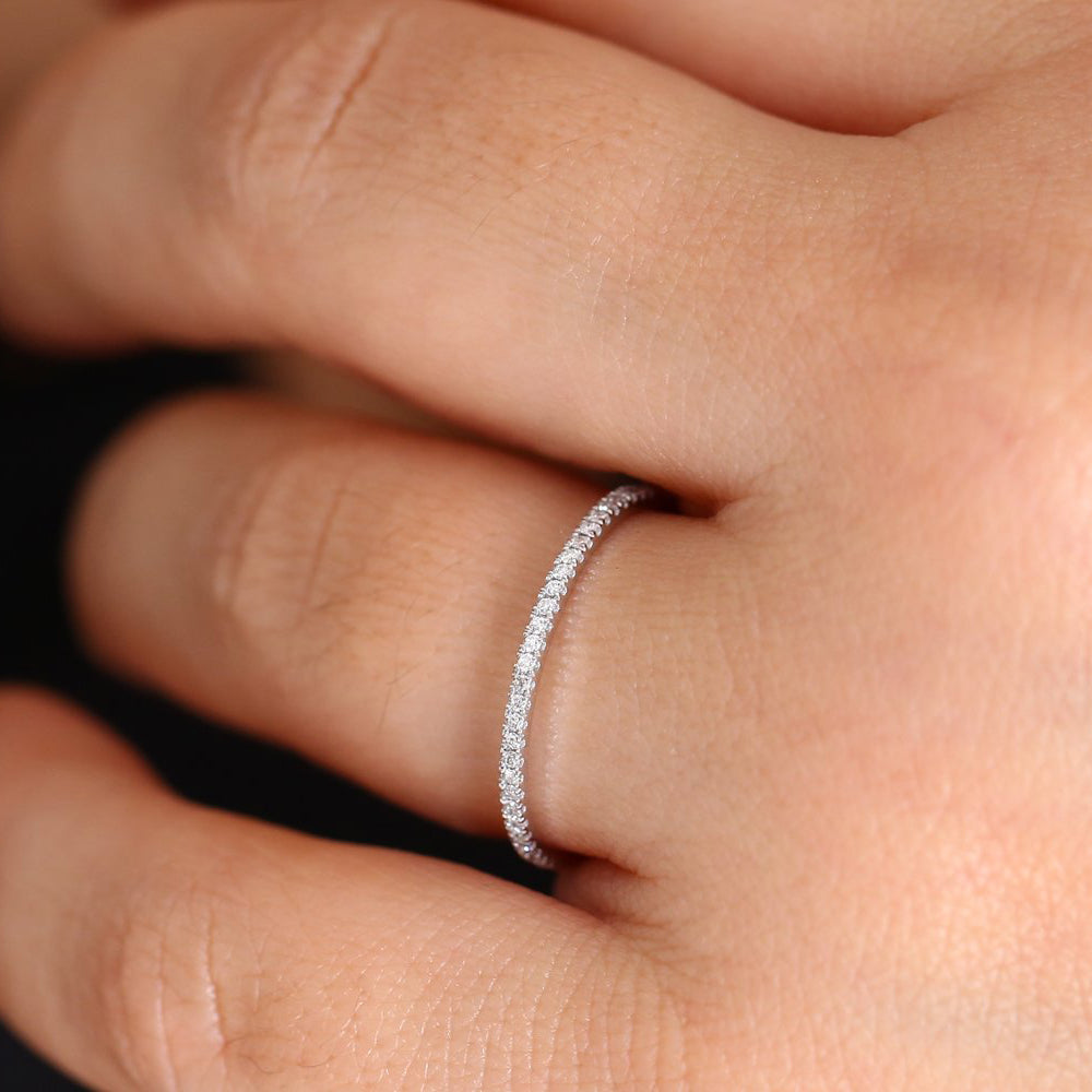 14K Gold Half Eternity Micro Pave Diamond Ring
