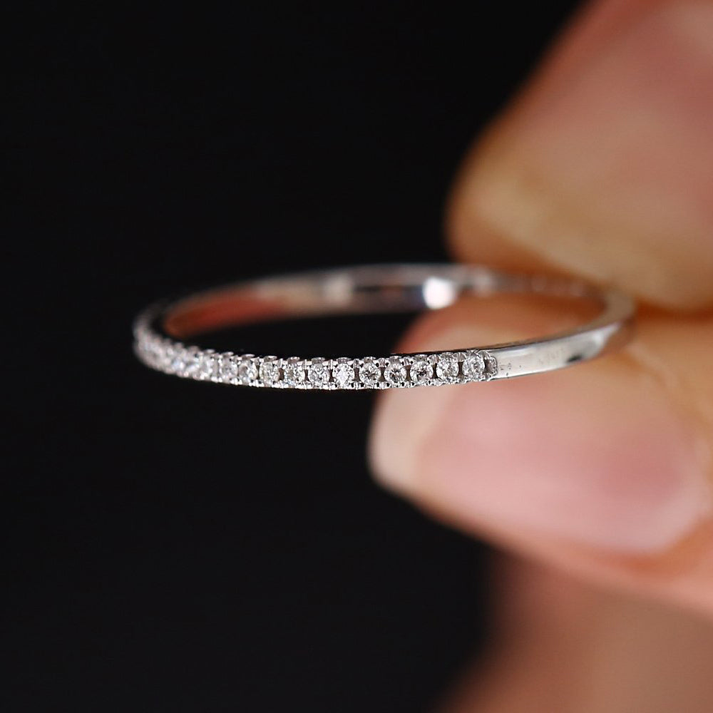 14K Gold Half Eternity Micro Pave Diamond Ring