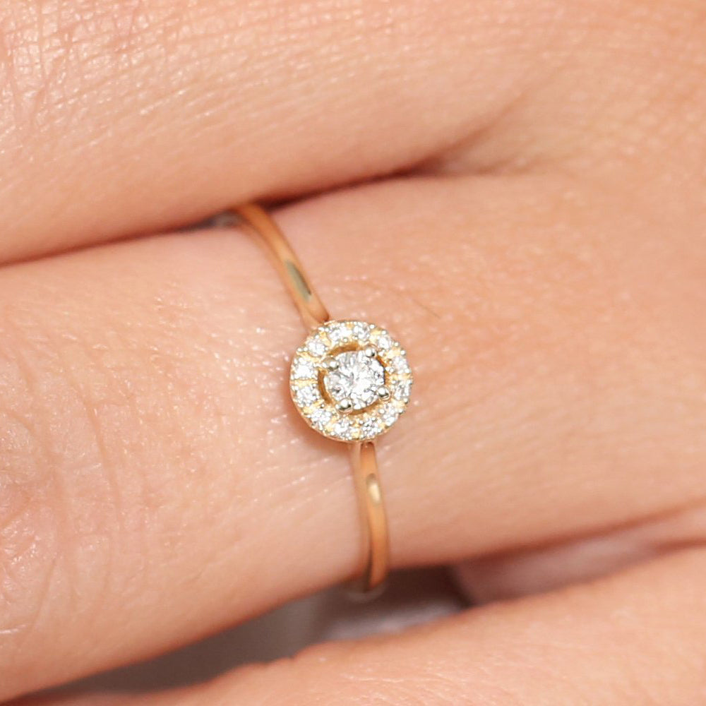 14K Gold Halo Diamond Ring