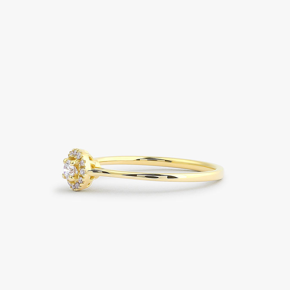 14K Gold Halo Diamond Ring