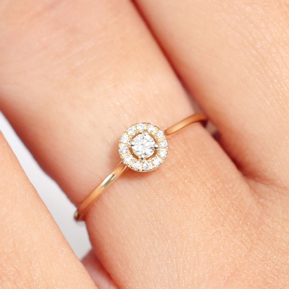 14K Gold Halo Diamond Ring