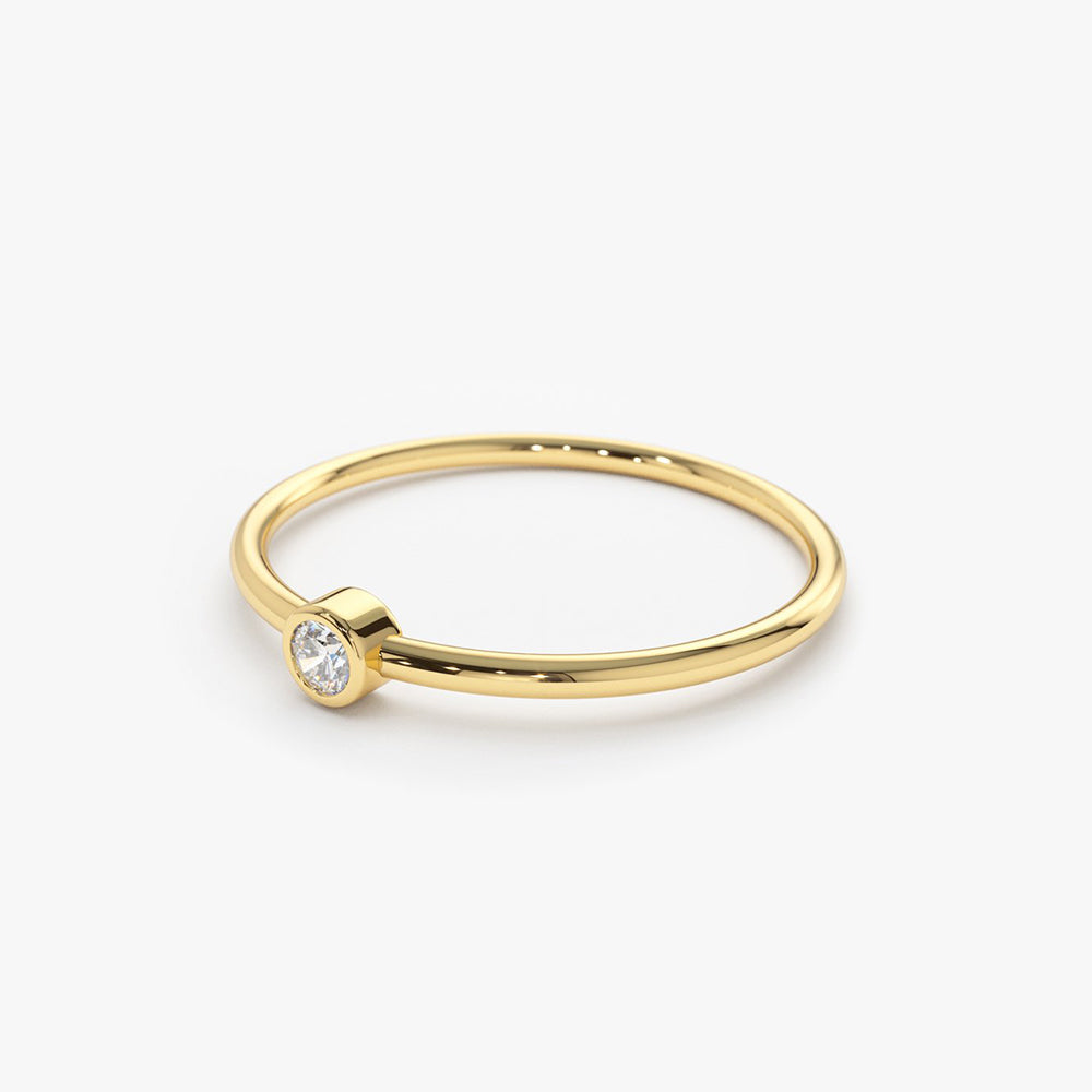 14K Gold Round Solitaire Diamond Ring