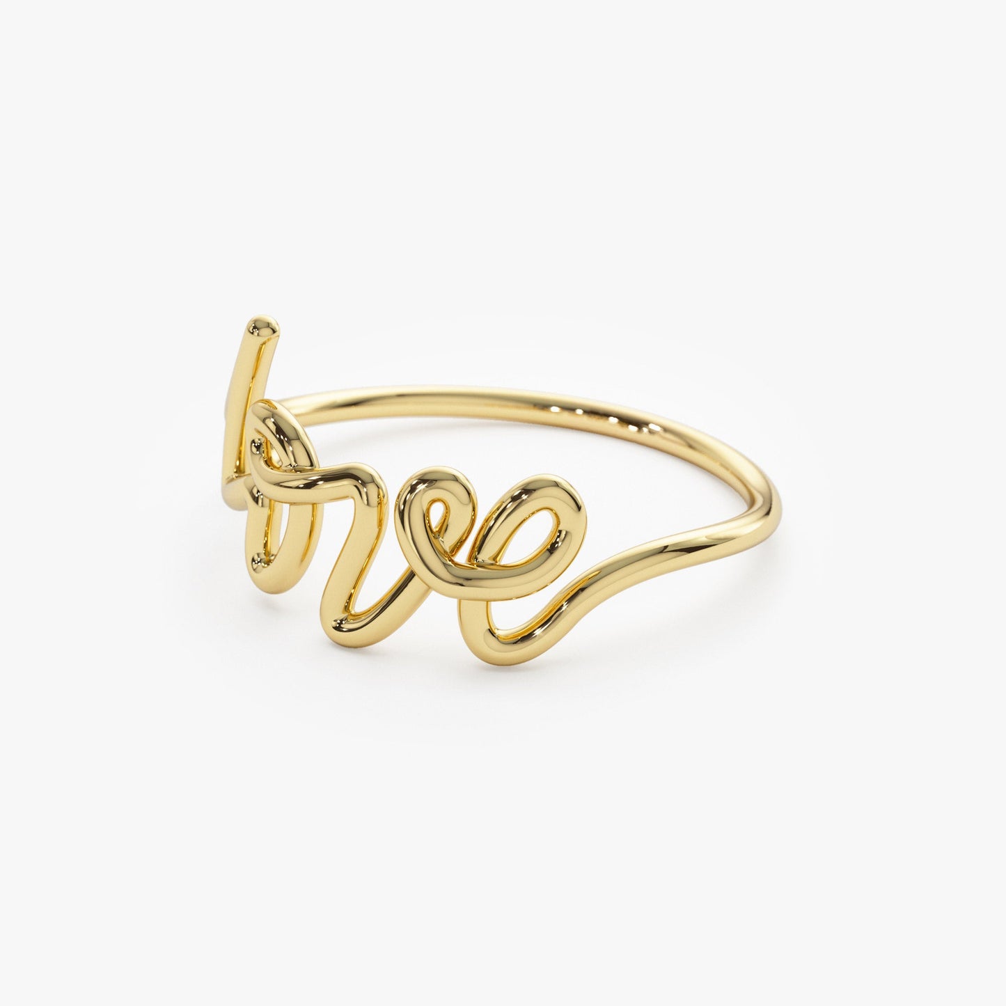 14K Gold Script Love Ring - Geum Jewels